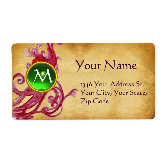 PARCHMENT SWIRL GEM MONOGRAM LABEL (Front)