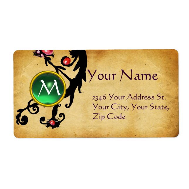 PARCHMENT SWIRL GEM MONOGRAM LABEL (Front)