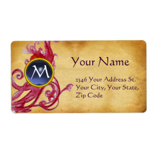 PARCHMENT SWIRL GEM MONOGRAM LABEL