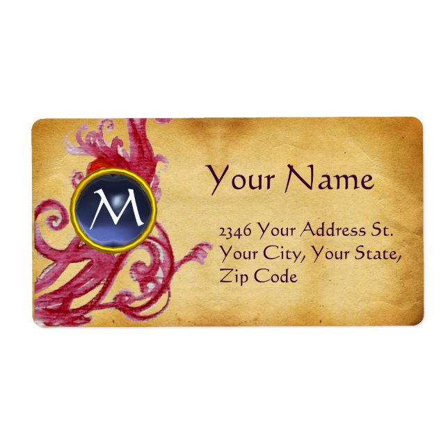PARCHMENT SWIRL GEM MONOGRAM LABEL (Front)