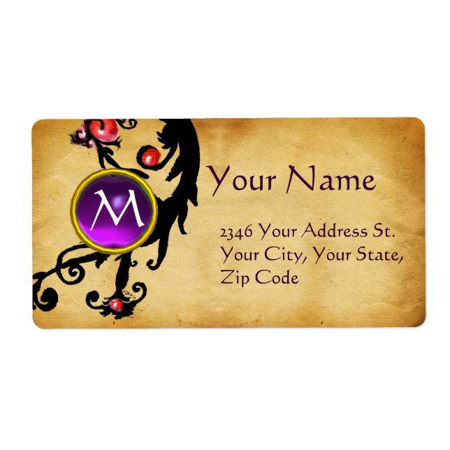PARCHMENT SWIRL GEM MONOGRAM LABEL (Front)