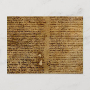 Parchment text with antique writing, old paper postcard