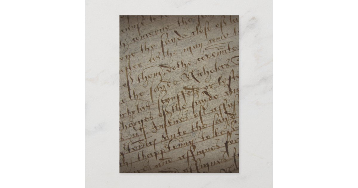 Parchment text with antique writing, old paper postcard | Zazzle