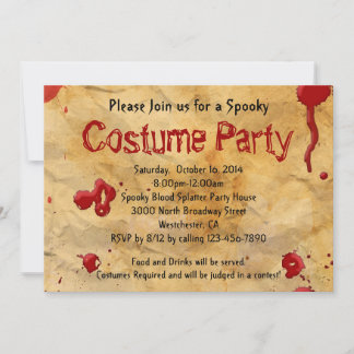 Parchment Vintage Blood Costume Party Invitation
