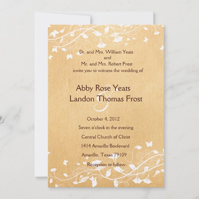 Parchment White Vine Wedding Invitation (Front)