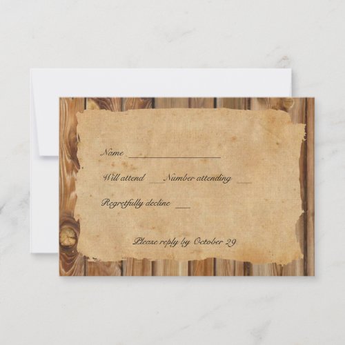 Parchment Wood Rustic Country rsvp with envelopes