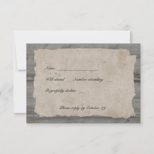 Parchment Wood Rustic Country rsvp with envelopes