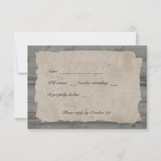 Parchment Wood Rustic Country rsvp with envelopes Card (Front)