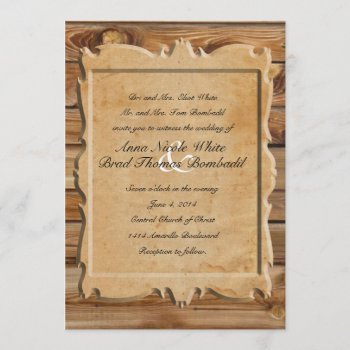 Parchment Wood Rustic Country Wedding Invitation by RiverJude at Zazzle