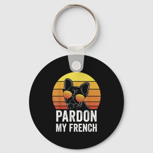 Pardon My French Dog Lover Gift Frenchie Bulldog Keychain