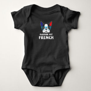 Pardon My French Funny French Bulldog Baby Bodysuit