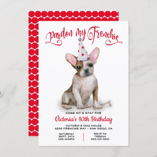 Pardon my Frenchie French Bulldog BIrthday Party Invitation