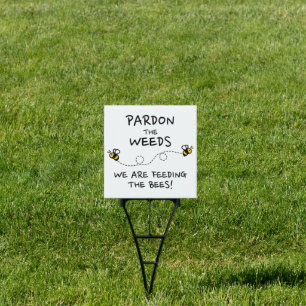 Pardon the Weeds Garden Sign - Square (White)