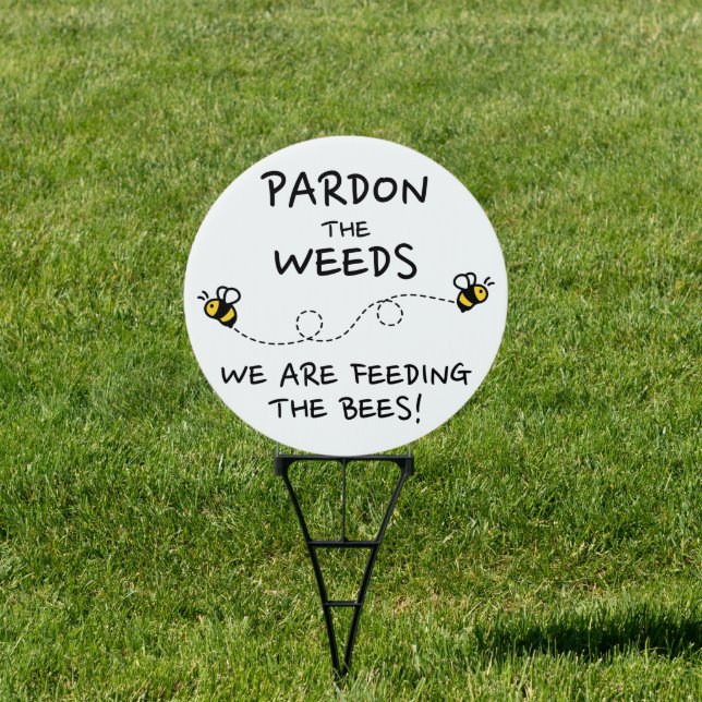 Pardon the Weeds Garden Sign (White) (Insitu)