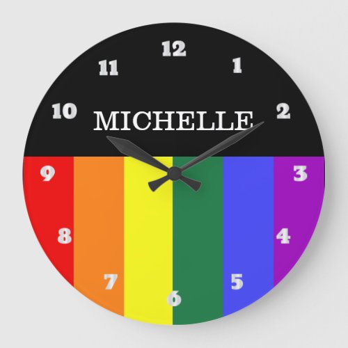 Parede Orgulho Gay Rainbow relgio Large Clock