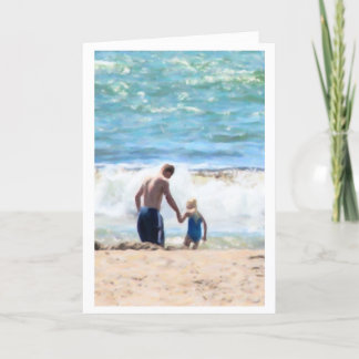 Parent and child at the beach card