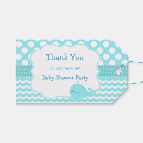 Parent  Baby Whale Blue Boy Thank You Gift Tag