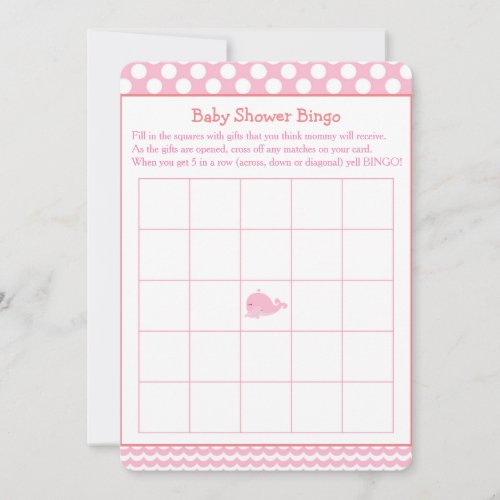 Parent  Baby Whale Pink Girl Bingo Invitation