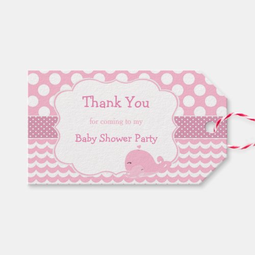 Parent  Baby Whale Pink Girl Thank You Gift Tag