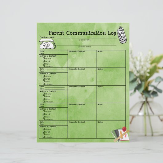 Parent Communication Log (Standing Front)