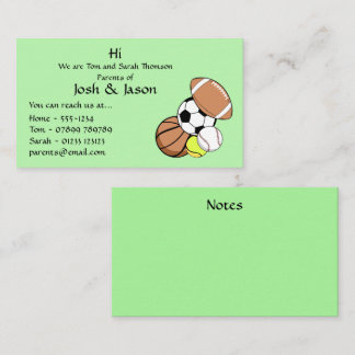 Parent Contact Business Card