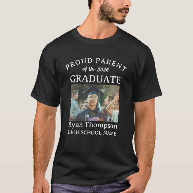 Parent Graduation Photo Classe Of 2026 Black T-Shirt (Front)