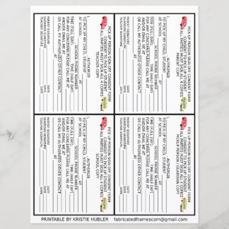 Parent Guardian Pickup Person School Consent Forms