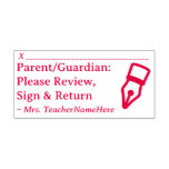 [ Thumbnail: "Parent/Guardian: Please Review, Sign & Return" Self-Inking Stamp ]