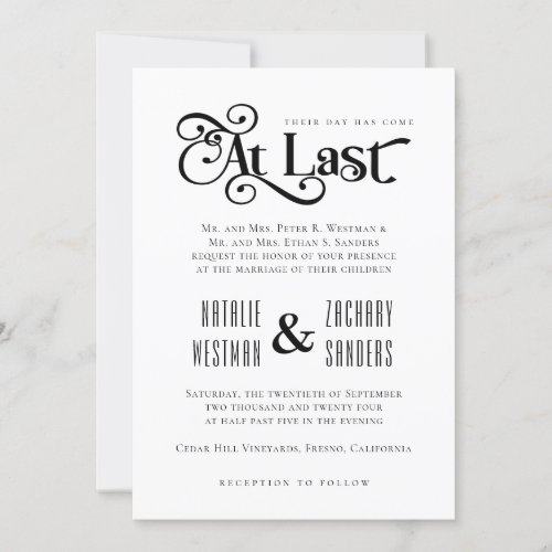 Parent Hosted Their Day Has Come At Last Wedding Invitation