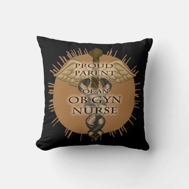 Parent OB GYN Nurse Caduceus Throw Pillow (Front)