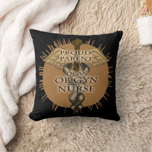 Parent OB GYN Nurse Caduceus Throw Pillow