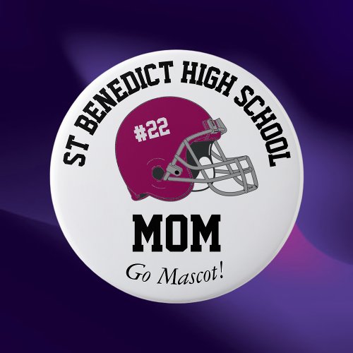 Parent Pride Senior Night Football Maroon Helmet Pinback Button