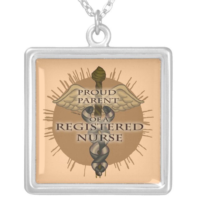 Parent Registered Nurse Silver Plated Necklace (Front)