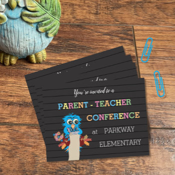 Parent Teacher Conference Blue Owl Postcard by ArianeC at Zazzle