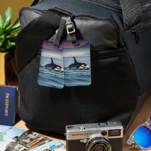 Parental Bliss: Mommy And Baby Orcas In The Ocean, Luggage Tag