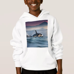 Parental Bliss: Mummy And Baby Orcas In The Ocean, Hoodie