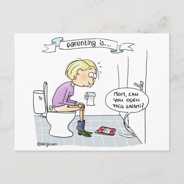 Parenting is... never boring postcard (Front)