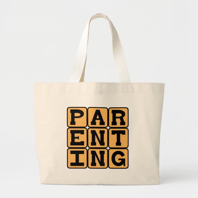 Parenting, Mom or Dad Large Tote Bag (Front)