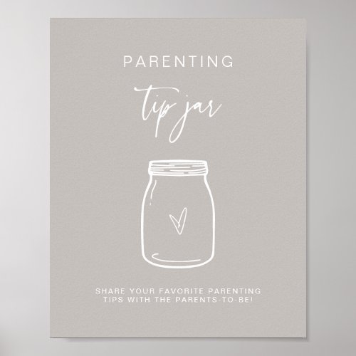 Parenting Tip Jar Sign Baby Shower Game Decor F201