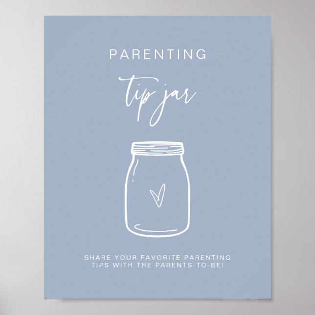 Parenting Tip Jar Sign Baby Shower Game Decor F201 (Front)