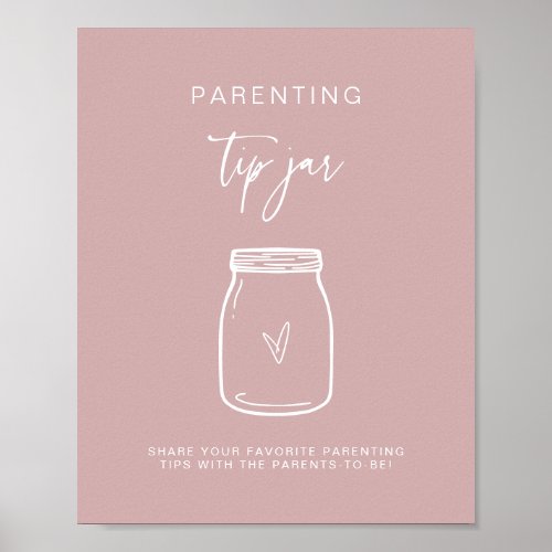 Parenting Tip Jar Sign Baby Shower Game Decor F201