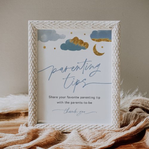 Parenting Tips Sign Twinkle Star Baby Shower Boy