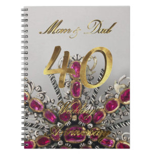 Parents 40th Wedding Aniversary Ruby Wedding Notebook