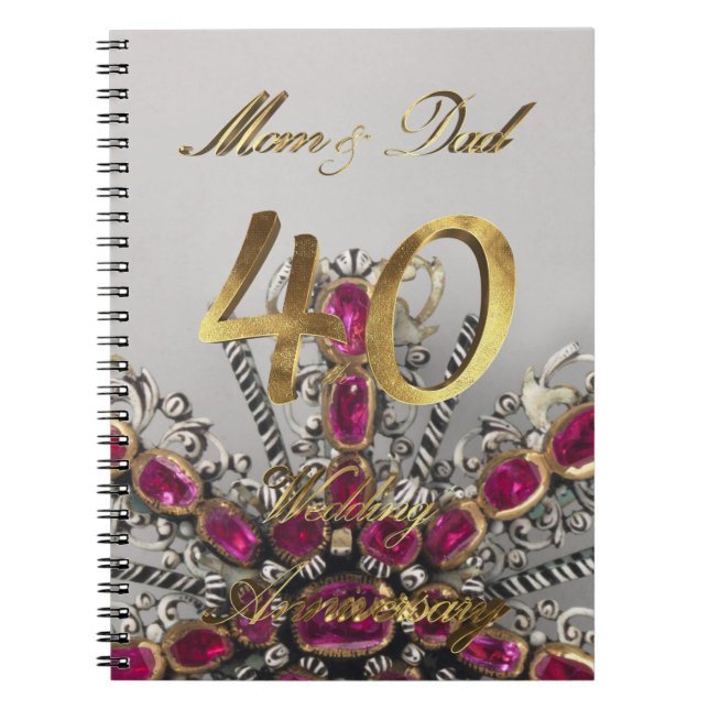 Parents 40th Wedding Aniversary Ruby Wedding Notebook (Front)