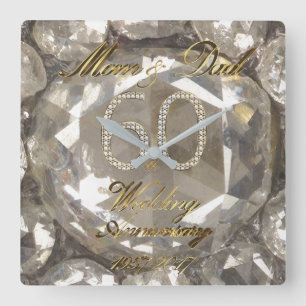Parents 60th Anniversary Diamond Wedding 2017 Square Wall Clock