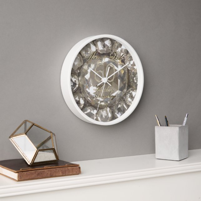 Parents 60th Anniversary Diamond Wedding 2023 Clock (Office)