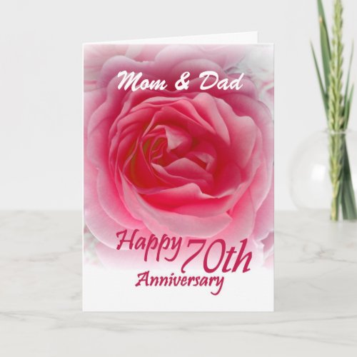 PARENTS 70th Anniversary with Pink Rose Card