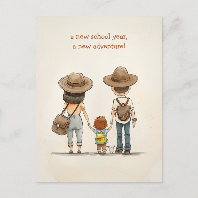 Parents and the School Kid Postcard (Front)
