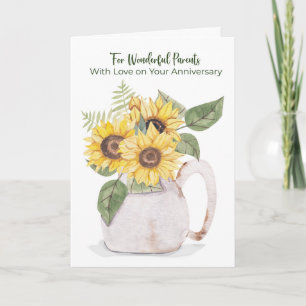 Parents Anniversary Sunflowers Pitcher Warm Love Card