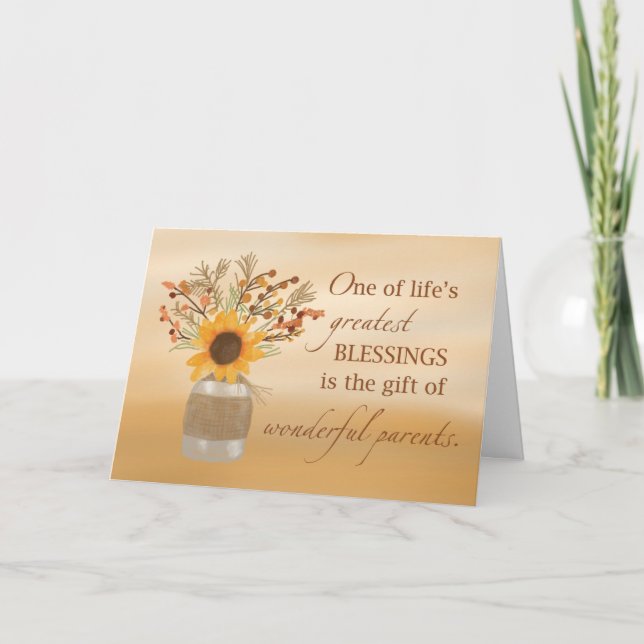 Parents are Blessings at Thanksgiving Sunflower Card (Front)